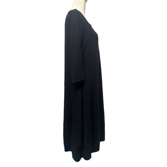 Eileen Fisher Black A-Line Swing Dress Size: Small (plenty of stretch-w/fit M) L - Picture 6 of 11